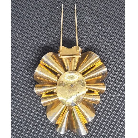 Vintage Black Cameo Gold Vermeil Bow Brooch Clip – Chic Retro Accessory - Picture 4 of 10